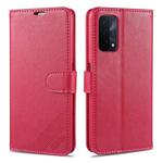 For OPPO A74 5G AZNS Sheepskin Texture Horizontal Flip Leather Case with Holder & Card Slots & Wallet(Red)
