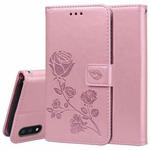 For Samsung Galaxy M01 Rose Embossed Horizontal Flip PU Leather Case with Holder & Card Slots & Wallet(Rose Gold)