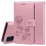 For Samsung Galaxy M31s Rose Embossed Horizontal Flip PU Leather Case with Holder & Card Slots & Wallet(Rose Gold)
