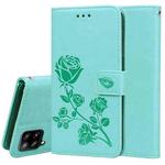 For Samsung Galaxy A42 5G Rose Embossed Horizontal Flip PU Leather Case with Holder & Card Slots & Wallet(Green)