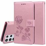 For Samsung Galaxy S21 Ultra 5G Rose Embossed Horizontal Flip PU Leather Case with Holder & Card Slots & Wallet(Rose Gold)