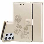 For Samsung Galaxy S21 Ultra 5G Rose Embossed Horizontal Flip PU Leather Case with Holder & Card Slots & Wallet(Gold)