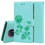 For Xiaomi Redmi Note 9T 5G Rose Embossed Horizontal Flip PU Leather Case with Holder & Card Slots & Wallet(Green)