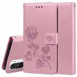 For Xiaomi Redmi K40 / K40 Pro Rose Embossed Horizontal Flip PU Leather Case with Holder & Card Slots & Wallet(Rose Gold)