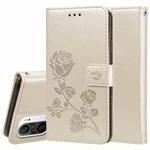 For Xiaomi Redmi K40 / K40 Pro Rose Embossed Horizontal Flip PU Leather Case with Holder & Card Slots & Wallet(Gold)