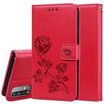 For Xiaomi Poco M3 Rose Embossed Horizontal Flip PU Leather Case with Holder & Card Slots & Wallet(Red)