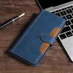 For iPhone X / XS Stitching Skin Feel Magnetic Buckle Horizontal Flip PU Leather Case with Holder & Card Slots & Wallet(Blue)