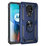 For Motorola Moto E7 Shockproof TPU + PC Protective Case with 360 Degree Rotating Holder(Blue)