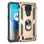For Motorola Moto E7 Shockproof TPU + PC Protective Case with 360 Degree Rotating Holder(Gold)