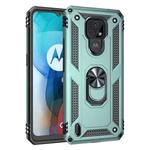 For Motorola Moto E7 Shockproof TPU + PC Protective Case with 360 Degree Rotating Holder(Green)