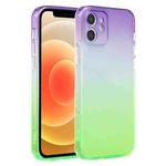 For iPhone 12 Straight Edge Gradient Color TPU Protective Case(Purple Green)