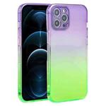 For iPhone 12 Pro Max Straight Edge Gradient Color TPU Protective Case(Purple Green)
