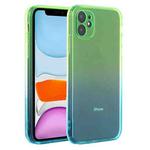 For iPhone 11 Straight Edge Gradient Color TPU Protective Case (Blue Green)