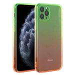 For iPhone 11 Pro Max Straight Edge Gradient Color TPU Protective Case (Green Orange)