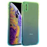 Straight Edge Gradient Color TPU Protective Case For iPhone XS(Blue Green)