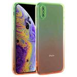 Straight Edge Gradient Color TPU Protective Case For iPhone XS(Green Orange)