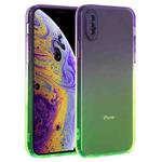 Straight Edge Gradient Color TPU Protective Case For iPhone XS(Purple Green)