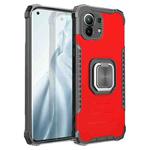 For Xiaomi Mi 11 Fierce Warrior Series Armor All-inclusive Shockproof Aluminum Alloy + TPU Protective Case with Ring Holder(Red)