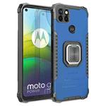 For Motorola Moto G9 Power Fierce Warrior Series Armor All-inclusive Shockproof Aluminum Alloy + TPU Protective Case with Ring Holder(Blue)