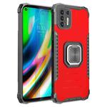 For Motorola Moto G9 Plus Fierce Warrior Series Armor All-inclusive Shockproof Aluminum Alloy + TPU Protective Case with Ring Holder(Red)