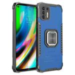 For Motorola Moto G9 Plus Fierce Warrior Series Armor All-inclusive Shockproof Aluminum Alloy + TPU Protective Case with Ring Holder(Blue)