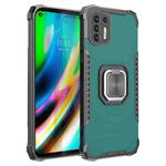 For Motorola Moto G9 Plus Fierce Warrior Series Armor All-inclusive Shockproof Aluminum Alloy + TPU Protective Case with Ring Holder(Green)