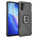 For OPPO Reno 5 Fierce Warrior Series Armor All-inclusive Shockproof Aluminum Alloy + TPU Protective Case with Ring Holder(Black)
