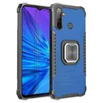 For OPPO Realme 5 Fierce Warrior Series Armor All-inclusive Shockproof Aluminum Alloy + TPU Protective Case with Ring Holder(Blue)