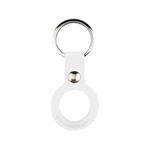 Liquid Silicone Shockproof Protective Cover Soft Case with Keychain Ring For AirTag(White)