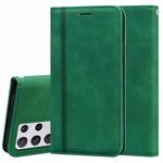 For Samsung Galaxy S21 Ultra 5G Frosted Business Magnetic Horizontal Flip PU Leather Case with Holder & Card Slot & Lanyard(Green)