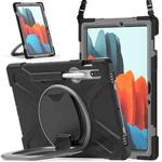 For Samsung Galaxy Tab S8 / Galaxy Tab S7 T870 / T875 Silicone + PC Protective Case with Holder & Shoulder Strap(Black+Grey)