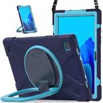 For Samsung Galaxy Tab A7 10.4 (2020) T500 / T505 Silicone + PC Protective Case with Holder & Shoulder Strap(Navy Blue + Blue)
