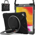 For iPad 9.7 inch (2018/2017) Silicone + PC Protective Case with Holder & Shoulder Strap(Black+Grey)
