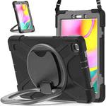 For Samsung Galaxy Tab A 8.0 (2019) T290 / T295 Silicone + PC Protective Case with Holder & Shoulder Strap(Black+Grey)