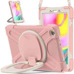 For Samsung Galaxy Tab A 8.0 (2019) T290 / T295 Silicone + PC Protective Case with Holder & Shoulder Strap(Rose Gold)