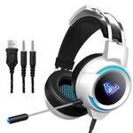 AULA G91 3.5mm + USB Port Stereo Channel LED Gaming Headset with Mic(White)