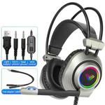 AULA S600 3.5mm + USB Port RGB Lighting Gaming Headset with Mic(Grey)