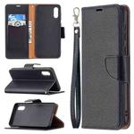 For Samsung Galaxy A02 Litchi Texture Pure Color Horizontal Flip Leather Case with Holder & Card Slots & Wallet & Lanyard(Black)