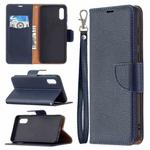 For Samsung Galaxy A02 Litchi Texture Pure Color Horizontal Flip Leather Case with Holder & Card Slots & Wallet & Lanyard(Dark Blue)