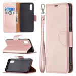 For Samsung Galaxy A02 Litchi Texture Pure Color Horizontal Flip Leather Case with Holder & Card Slots & Wallet & Lanyard(Rose Gold)