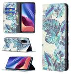 For Xiaomi Mi 11i / Poco F3 / Redmi K40 Colored Drawing Pattern Invisible Magnetic Horizontal Flip PU Leather Case with Holder & Card Slots & Wallet(Blue Leaf)