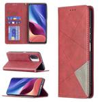 For Xiaomi Mi 11i / Poco F3 / Redmi K40 Rhombus Texture Horizontal Flip Magnetic Leather Case with Holder & Card Slots(Red)