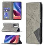 For Xiaomi Mi 11i / Poco F3 / Redmi K40 Rhombus Texture Horizontal Flip Magnetic Leather Case with Holder & Card Slots(Gray)