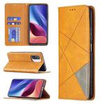 For Xiaomi Mi 11i / Poco F3 / Redmi K40 Rhombus Texture Horizontal Flip Magnetic Leather Case with Holder & Card Slots(Yellow)
