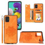 For Xiaomi Redmi Note 9 4G (CN Version) Mandala Embossed PU + TPU Case with Holder & Card Slots & Photo Frame & Strap(Orange)