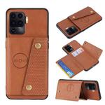 For OPPO A94 Double Buckle PU + TPU Shockproof Magnetic Protective Case with Card Slot & Holder(Brown)