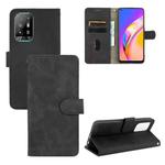 For OPPO F19 Pro /  A94 5G Solid Color Skin Feel Magnetic Buckle Horizontal Flip Calf Texture PU Leather Case with Holder & Card Slots & Wallet(Black)