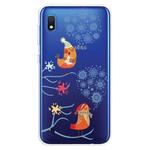 For Galaxy  A10 Trendy Cute Christmas Patterned Clear TPU Protective Case(Snowflake and Birds)