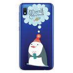 For Galaxy  A10 Trendy Cute Christmas Patterned Clear TPU Protective Case(Penguin)