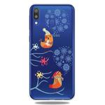 For Galaxy A40 Trendy Cute Christmas Patterned Clear TPU Protective Case(Snowflake and Birds)